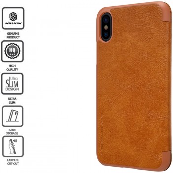 Odinis atverčiamas dėklas rudas qin (IPHONE X/XS) Odinis atverčiamas dėklas rudas qin (IPHONE X/XS)